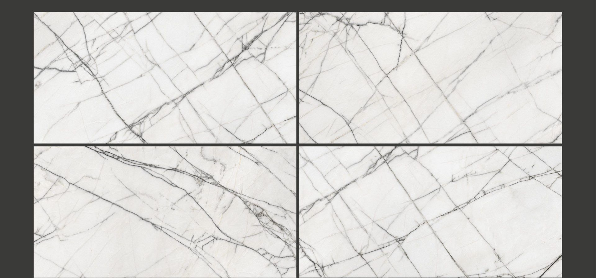 Carrelage grand format effet marbre, décor Pearl Statuario, fini glossy, 600×1200mm.