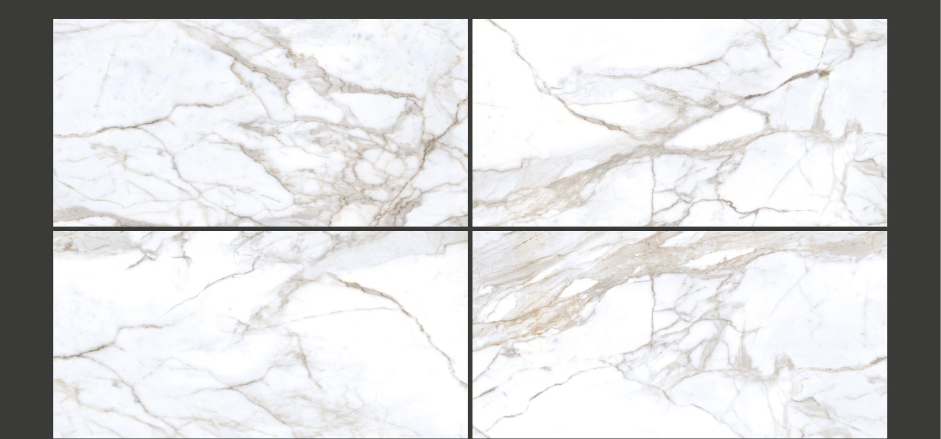 Carrelage grand format effet marbre, décor Regal Statuario, fini glossy, 600×1200mm.