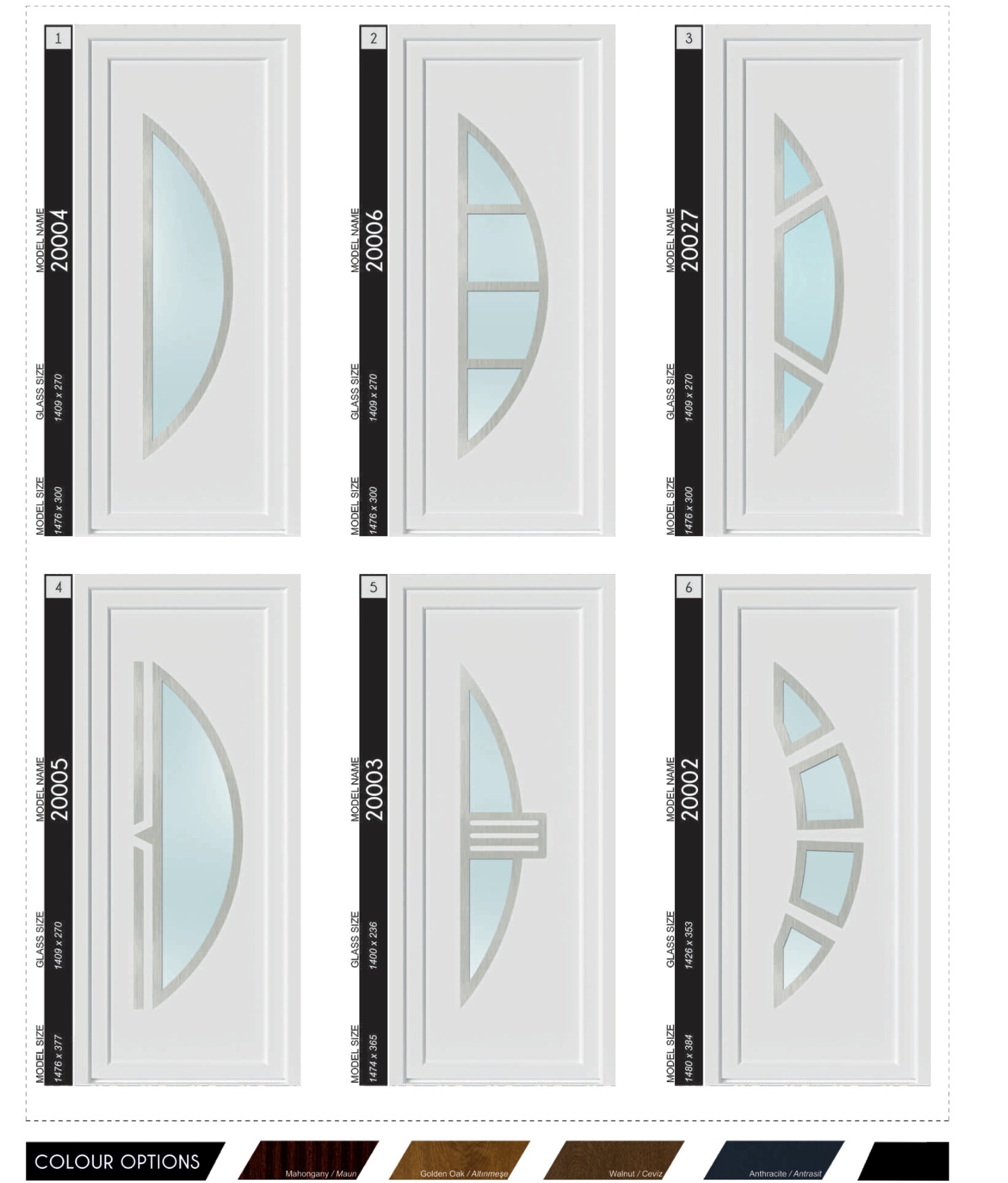Série Inox — modèles de panneaux de porte décoratifs World Export.