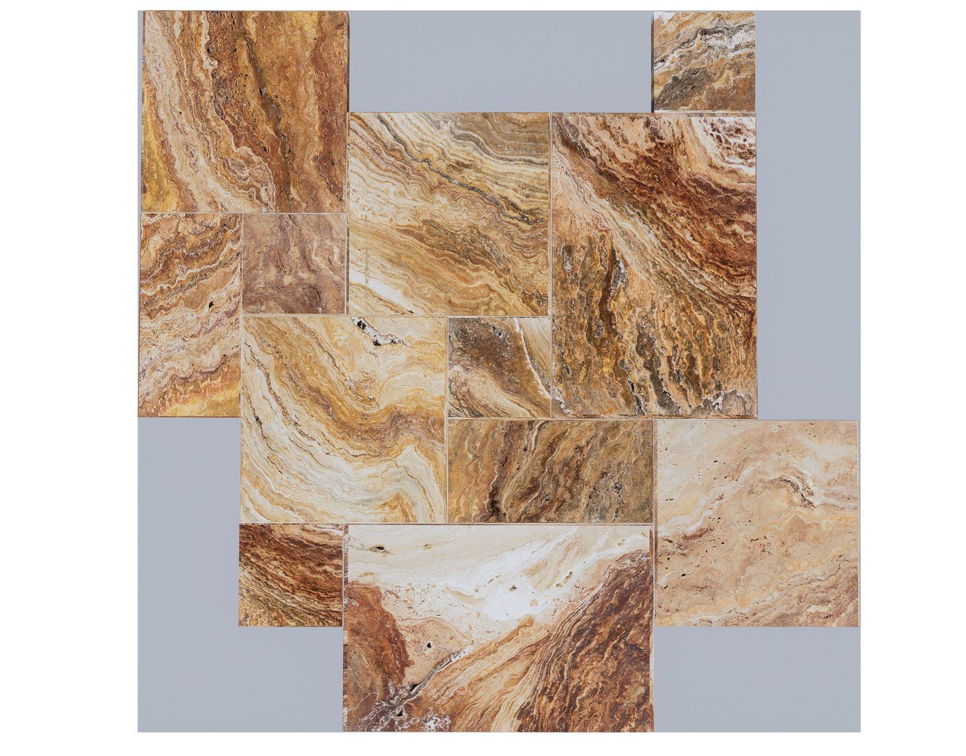 Dallage travertin Autumn, motif Opus, World Export & Co.