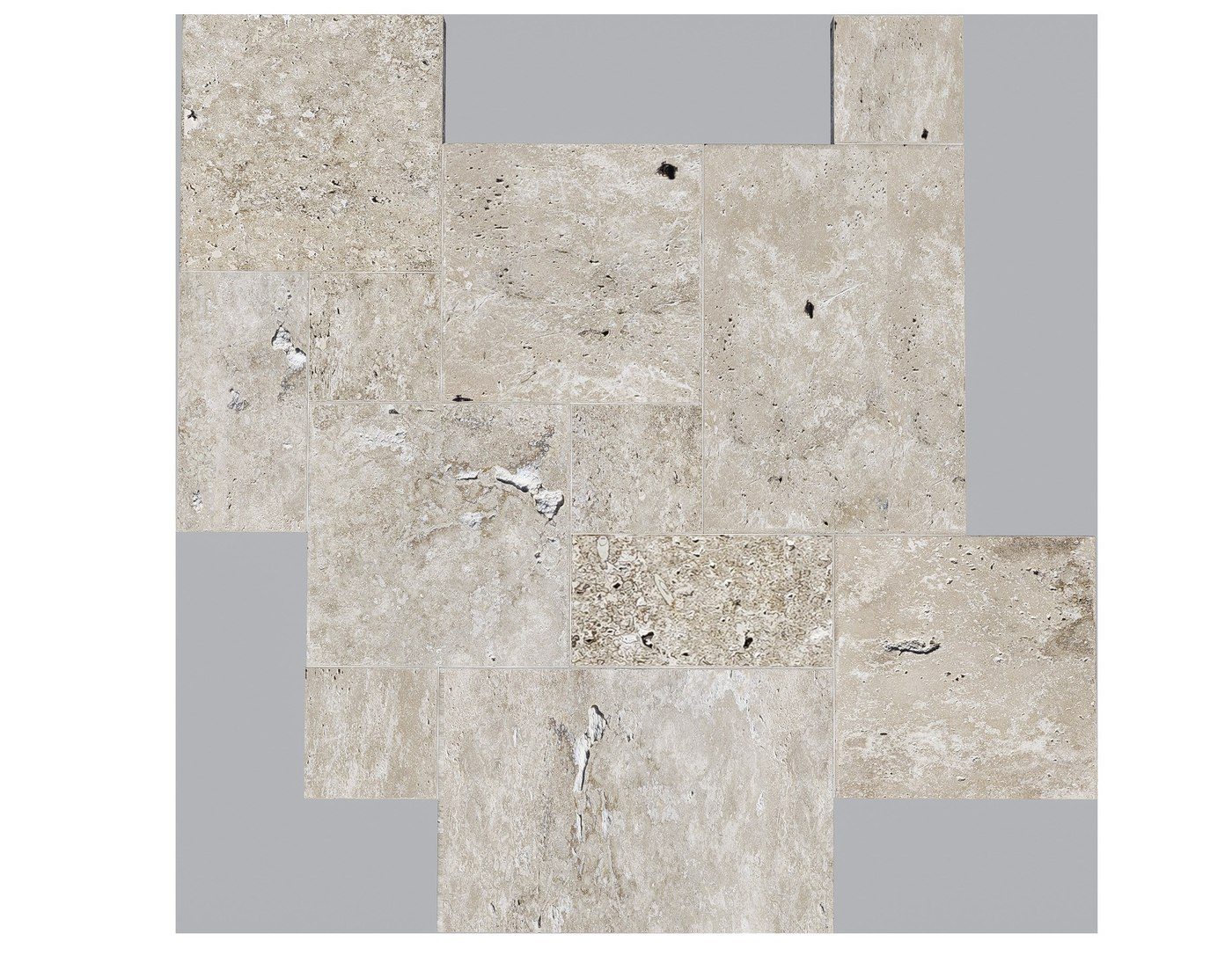Dallage travertin Commercial, motif Opus, World Export & Co.