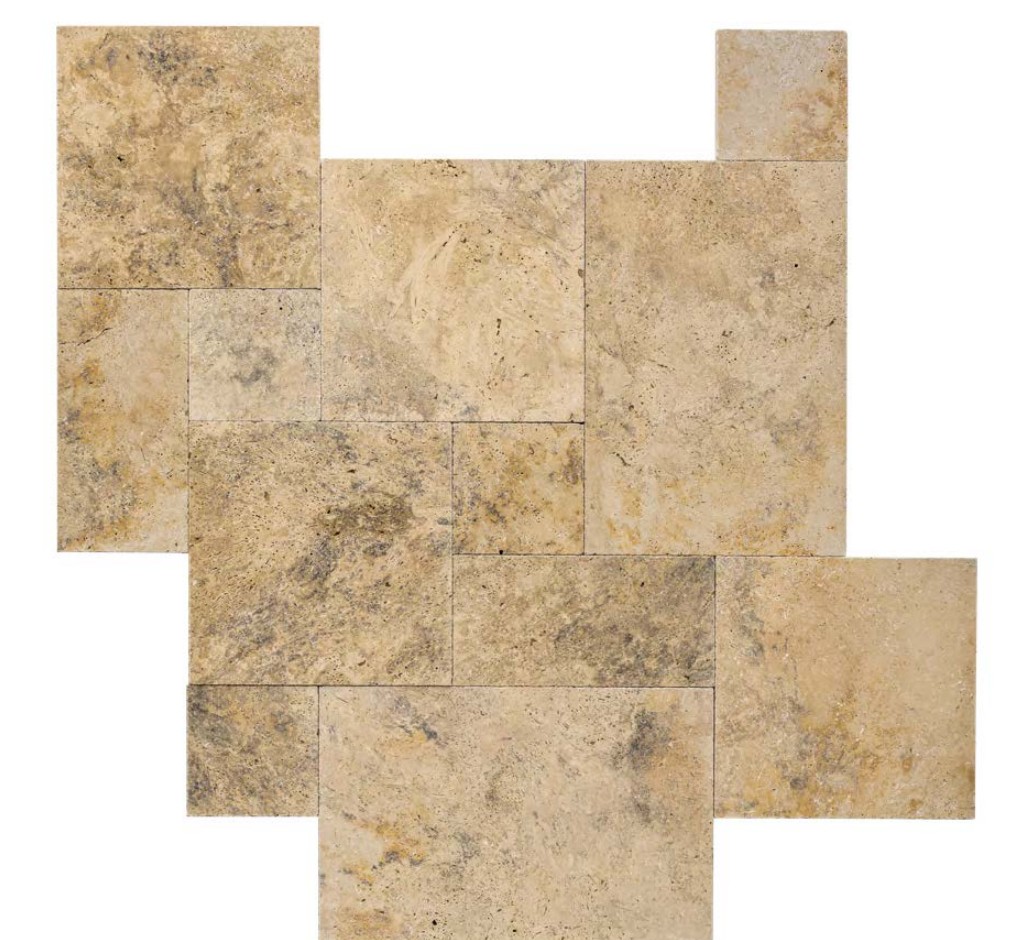 Swatch travertin Country Classic, motif French Pattern, teinte beige/grise mouchetée.