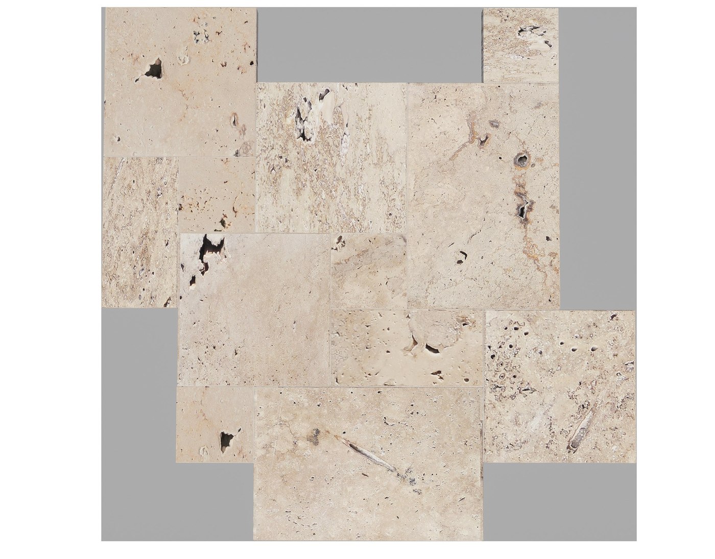 Dallage travertin EcoComm, motif Opus, World Export & Co.