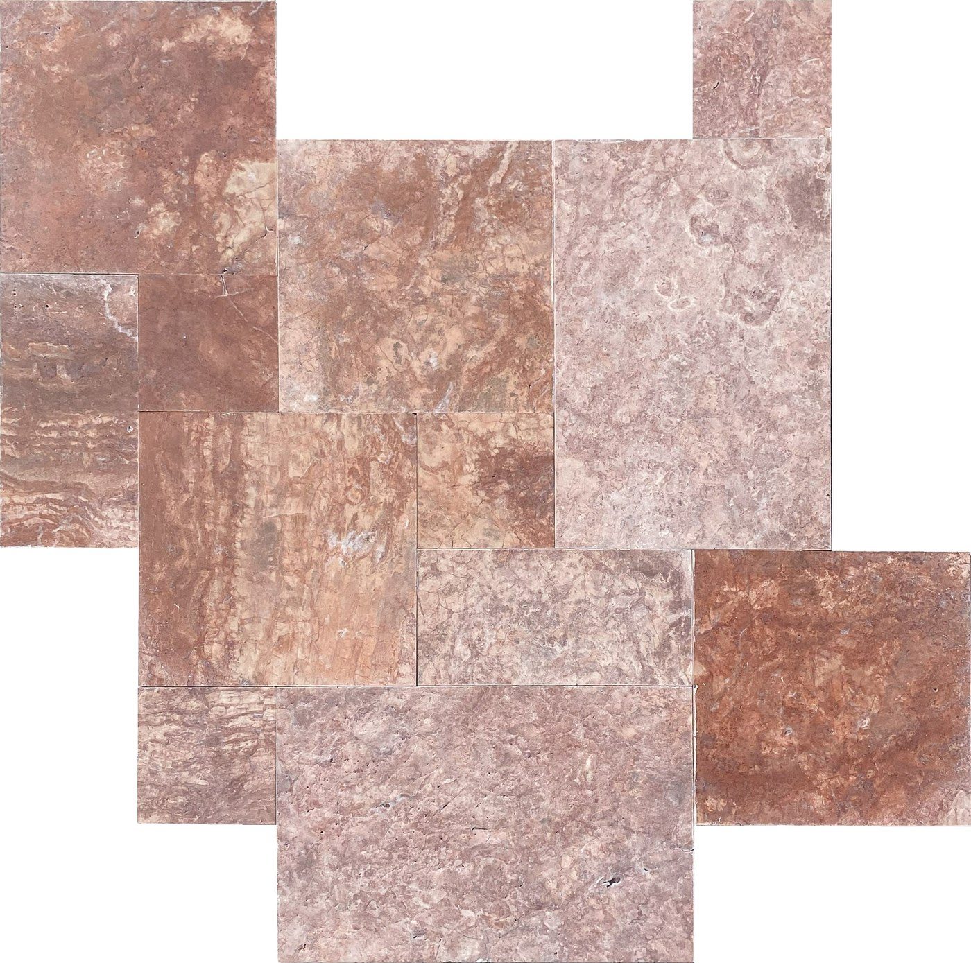 Dallage travertin Rose, motif Opus, World Export & Co.