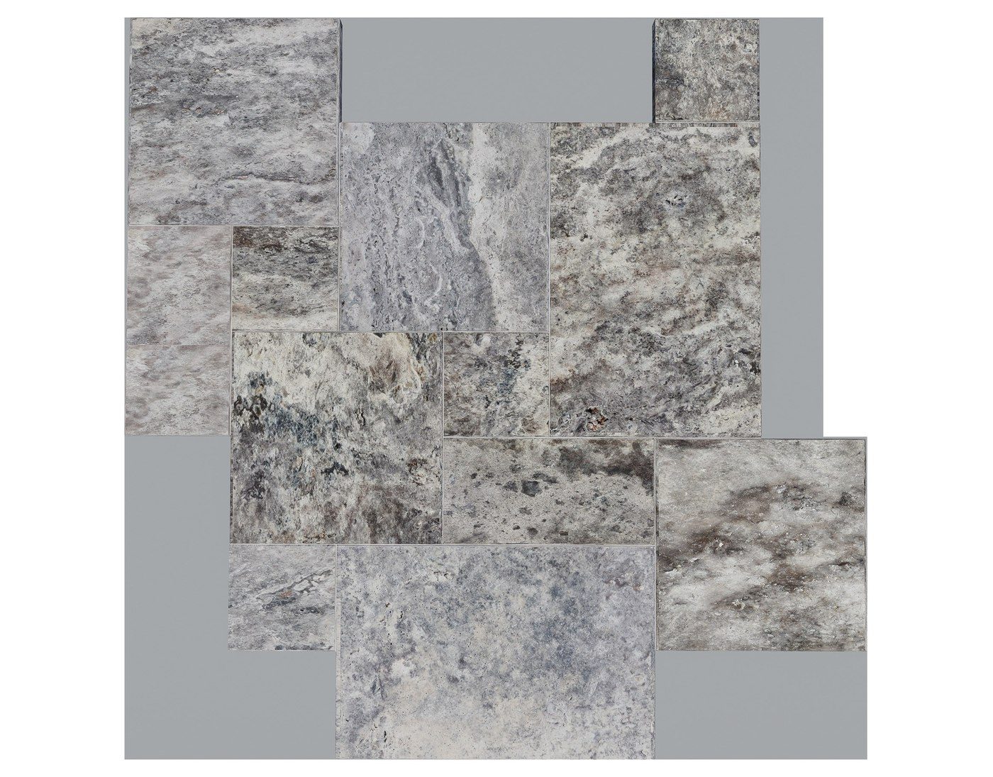 Dallage travertin Silver Premium, motif Opus, World Export & Co.