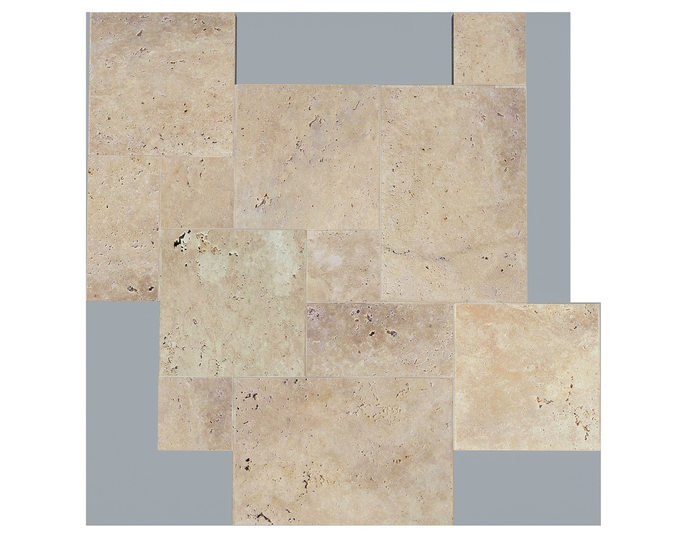 Dallage travertin Standard Light, motif Opus, World Export & Co.